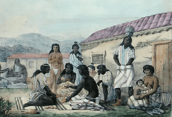 Ludwig Choris watercolor of Native Californians at Mission San Francisco de Asís (Dolores)